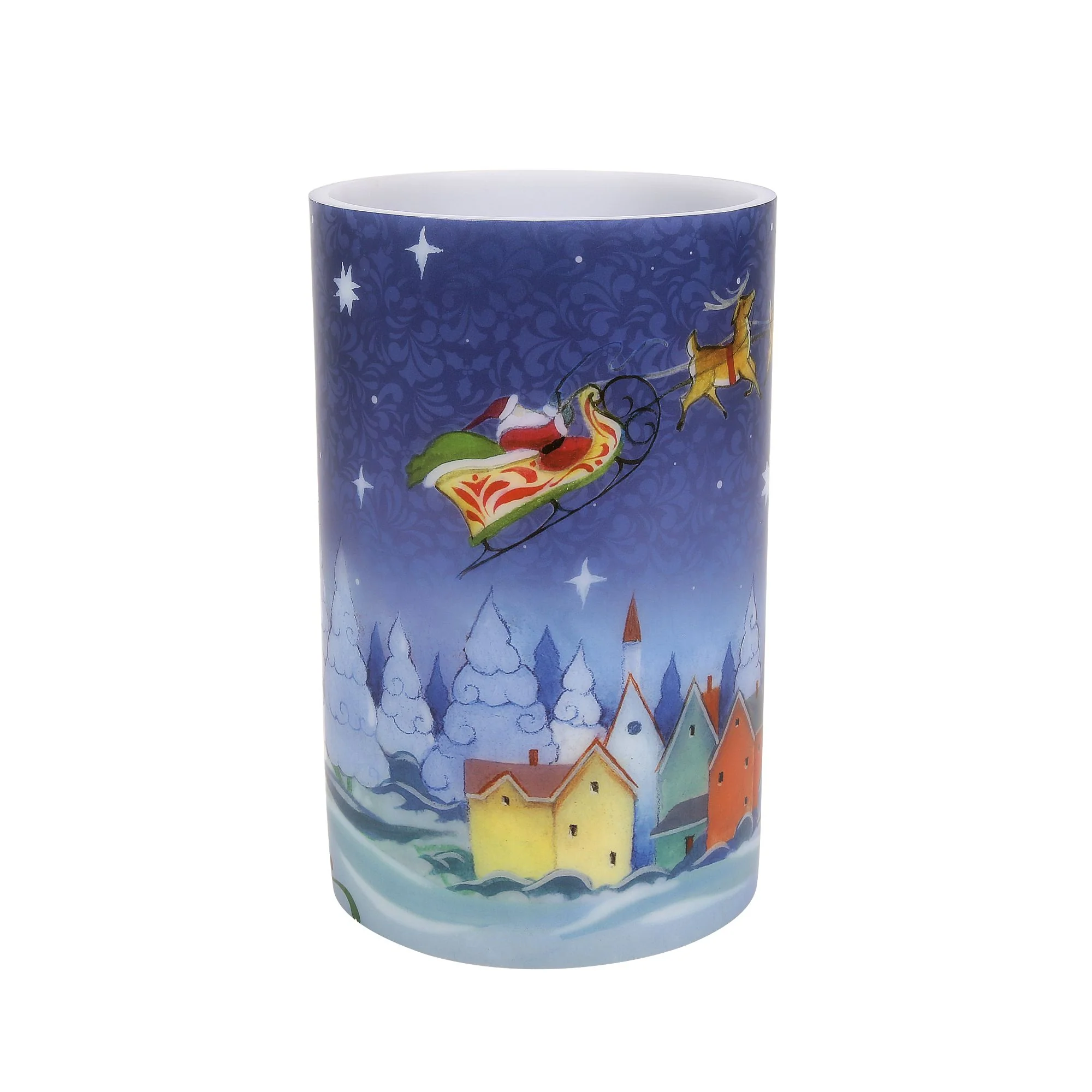 Santa in Sleigh Candle Sleeve